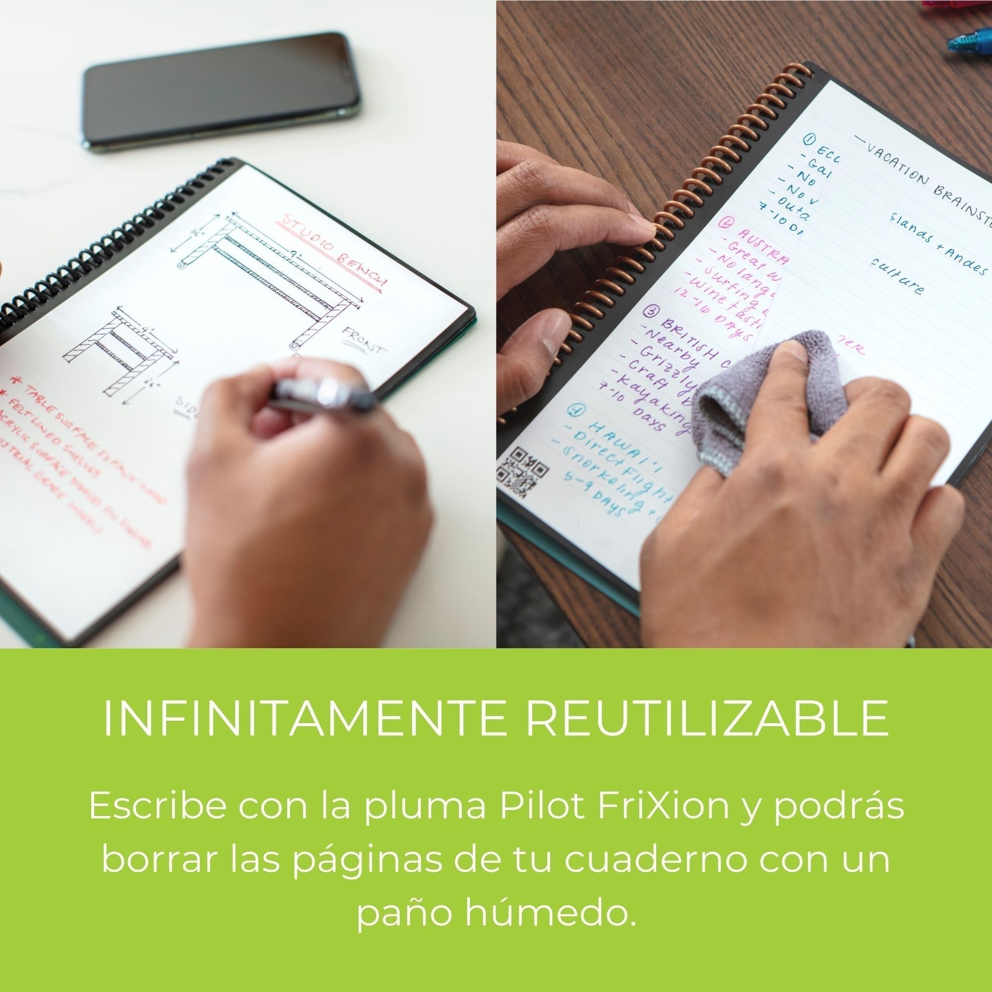 Foto 5 | Cuaderno Inteligente Rocketbook Fusion 7 Plantillas De Página Carta, Turquesa.