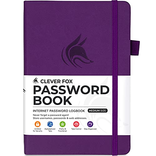 Venta Internacional- Libro Contraseñas Clever Fox Organizador con Pestañas Alfabéticas Cuaderno Mediano