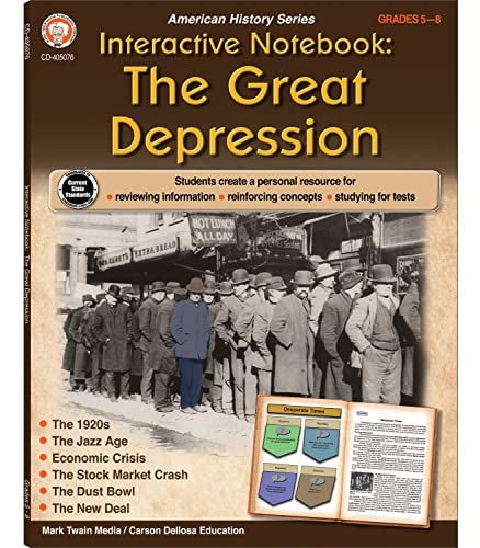 Venta Internacional- Cuaderno Interactivo de Estudios Sociales Mark Twain Media The Great Depression: Grados 5-8