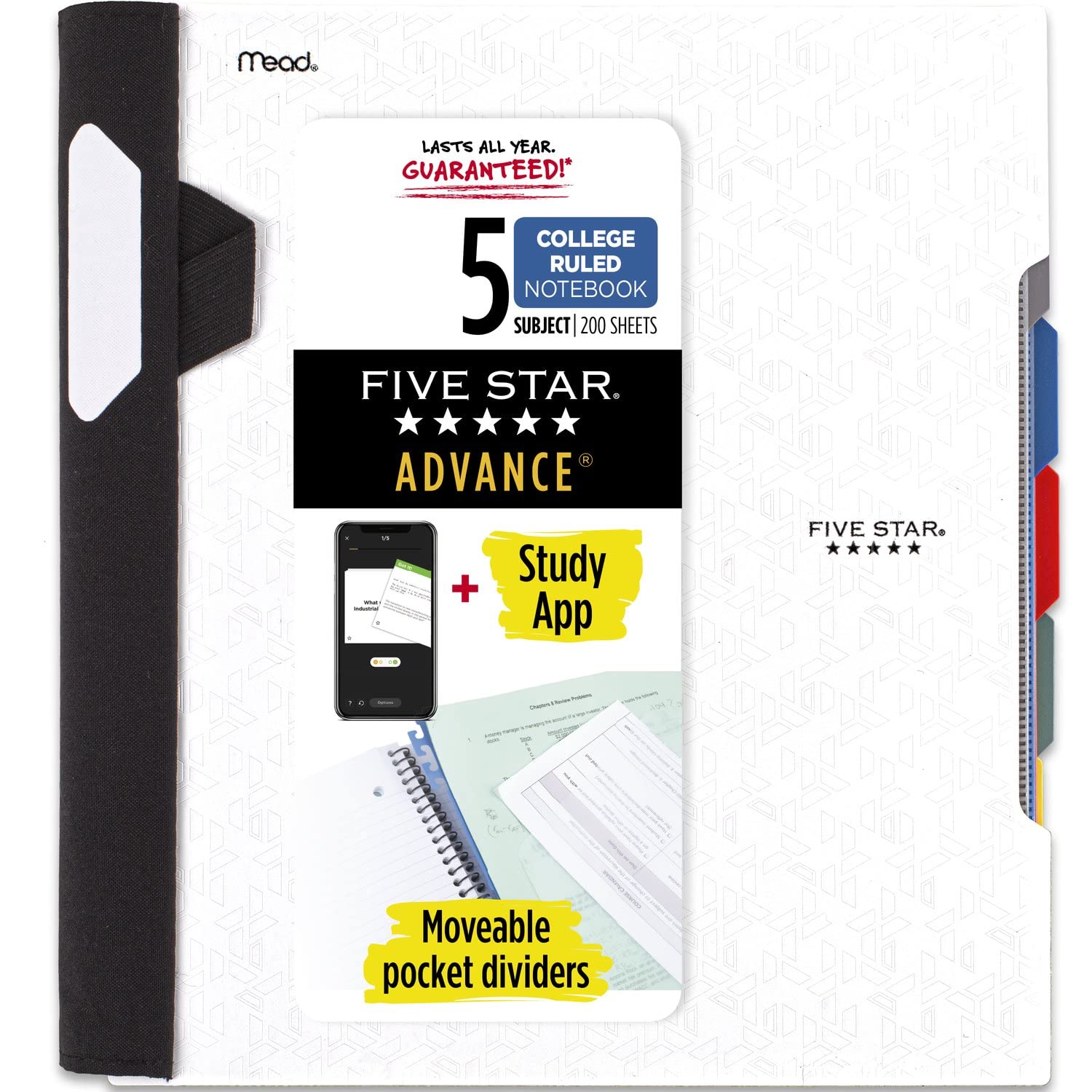 Foto 2 pulgar | Cuaderno Five Star Spiral, 5 Asignaturas, A Rayas Universitarias, 200 Hojas - Venta Internacional.