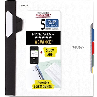 Foto 1 | Cuaderno Five Star Spiral, 5 Asignaturas, A Rayas Universitarias, 200 Hojas - Venta Internacional.