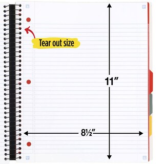 Foto 7 | Cuaderno Five Star Spiral, 5 Asignaturas, A Rayas Universitarias, 200 Hojas - Venta Internacional.
