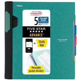 Foto 1 | Cuaderno Five Star Advance 5 Asignaturas Con Rayas Universitarias 200 Hojas - Venta Internacional.