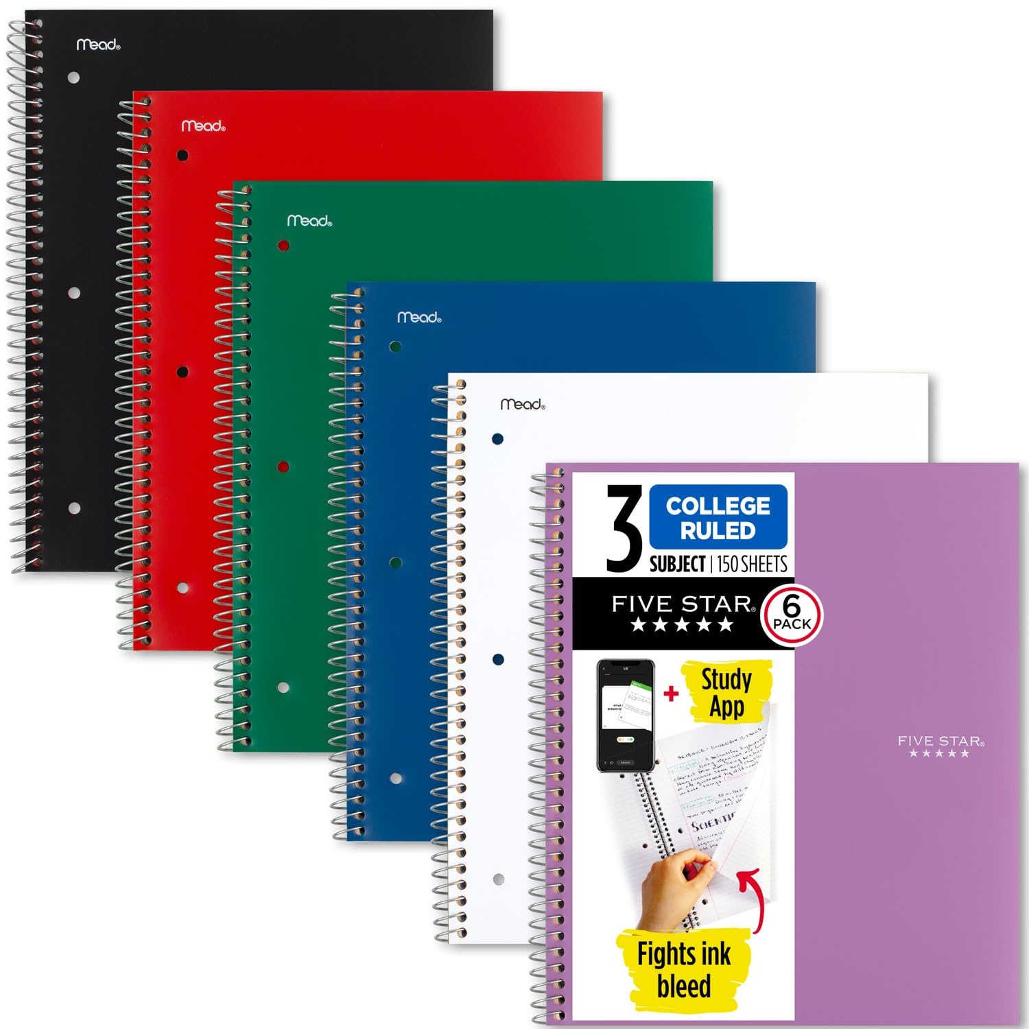 Foto 2 pulgar | Cuadernos En Espiral Con Tema Five Star 3  150 Hojas  Paquete De 6 - Venta Internacional.