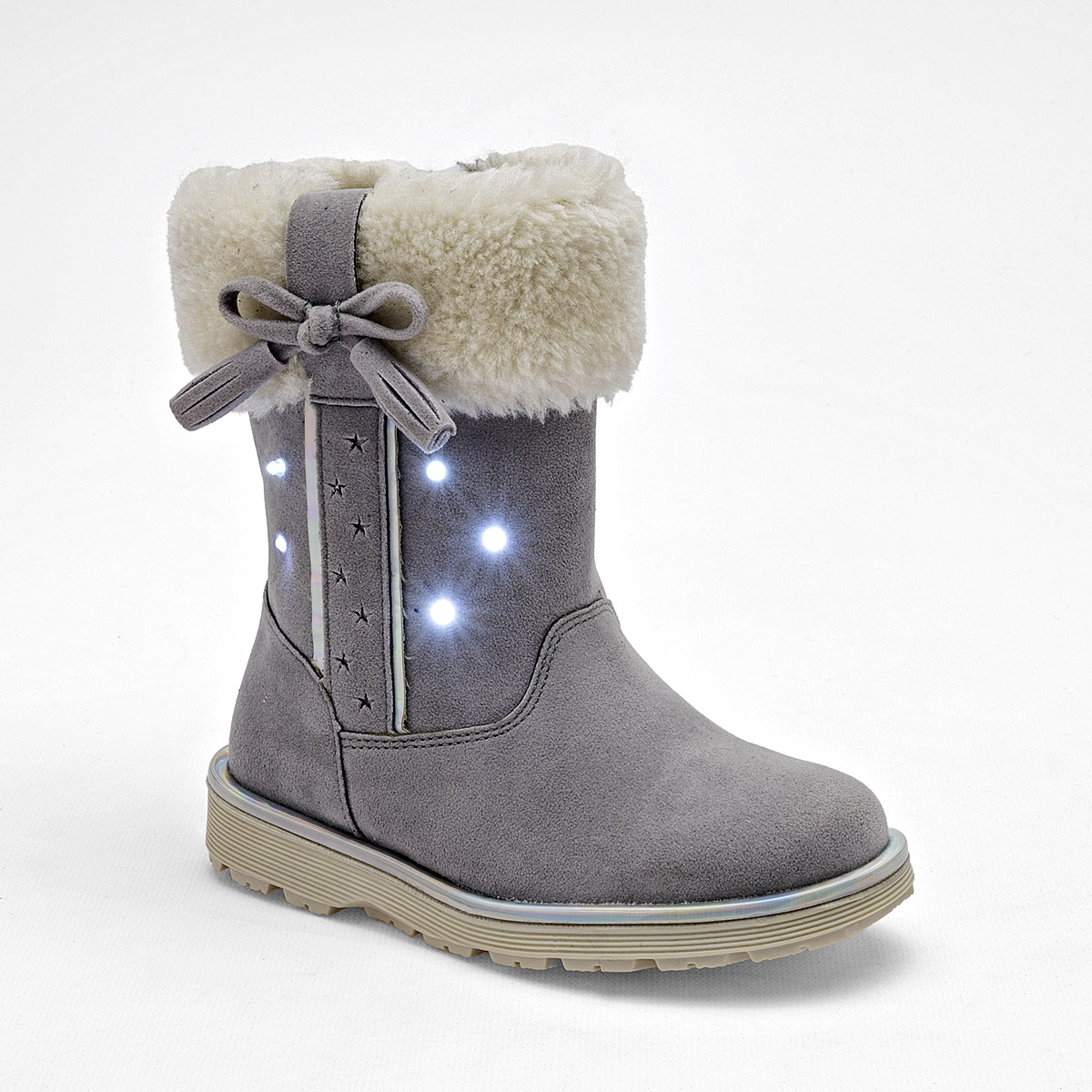 Foto 1 | Coqueta Bota Para Niña Gris Blanco, Código 121241-d