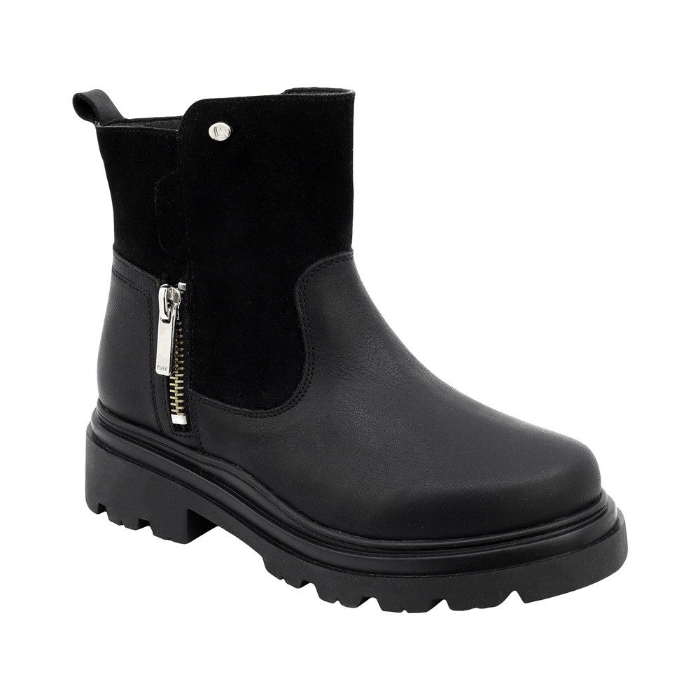 Bota De Piel Para Niña Coqueta 431601-a Negro