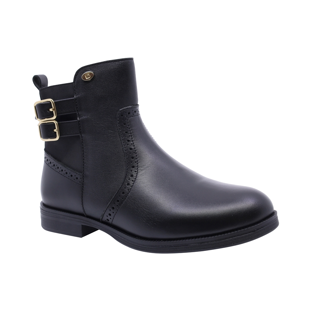 Bota De Piel Para Niña Coqueta 92314-a Negro