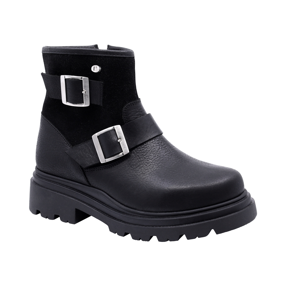 Bota De Piel Para Niña Coqueta 431600-a Negro