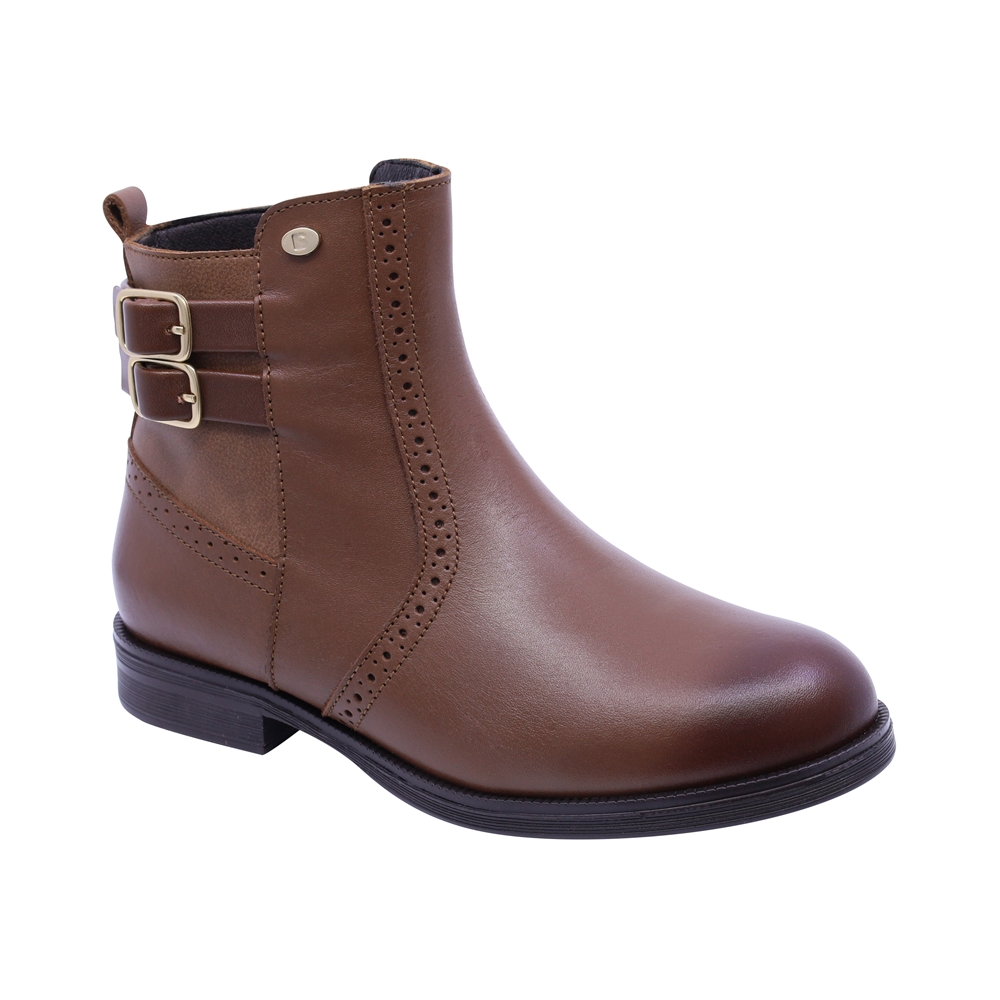 Bota De Piel Para Niña Coqueta 92314-n Café Claro