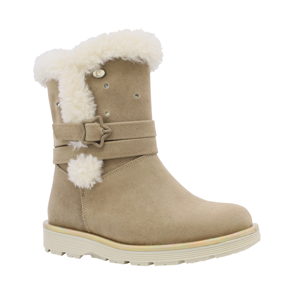 Bota De Invierno Para Niña Coqueta 93604-l Beige Con Luces