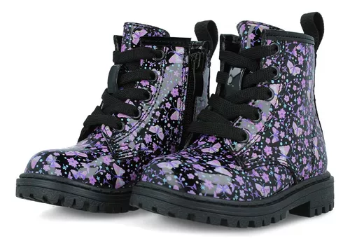 Foto 4 pulgar | Bota-botín Tropicana 32333 Niña Charol Negro-morado Urbano