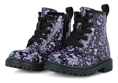 Foto 3 | Bota-botín Tropicana 32333 Niña Charol Negro-morado Urbano