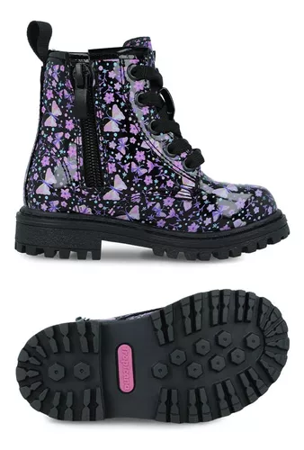 Foto 5 | Bota-botín Tropicana 32333 Niña Charol Negro-morado Urbano