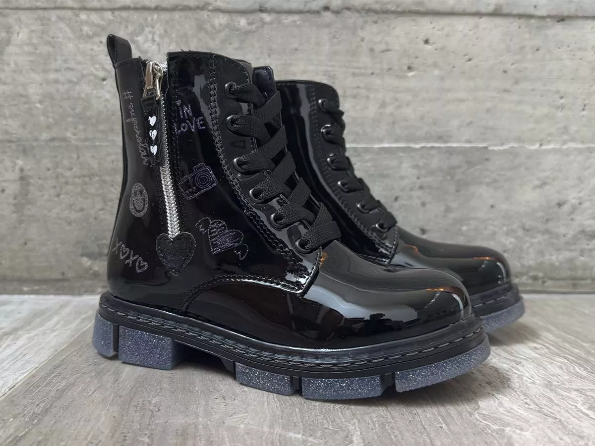 Foto 3 | Bota-botín Zapakids Zk5115 Niña Urbana Charol Negro