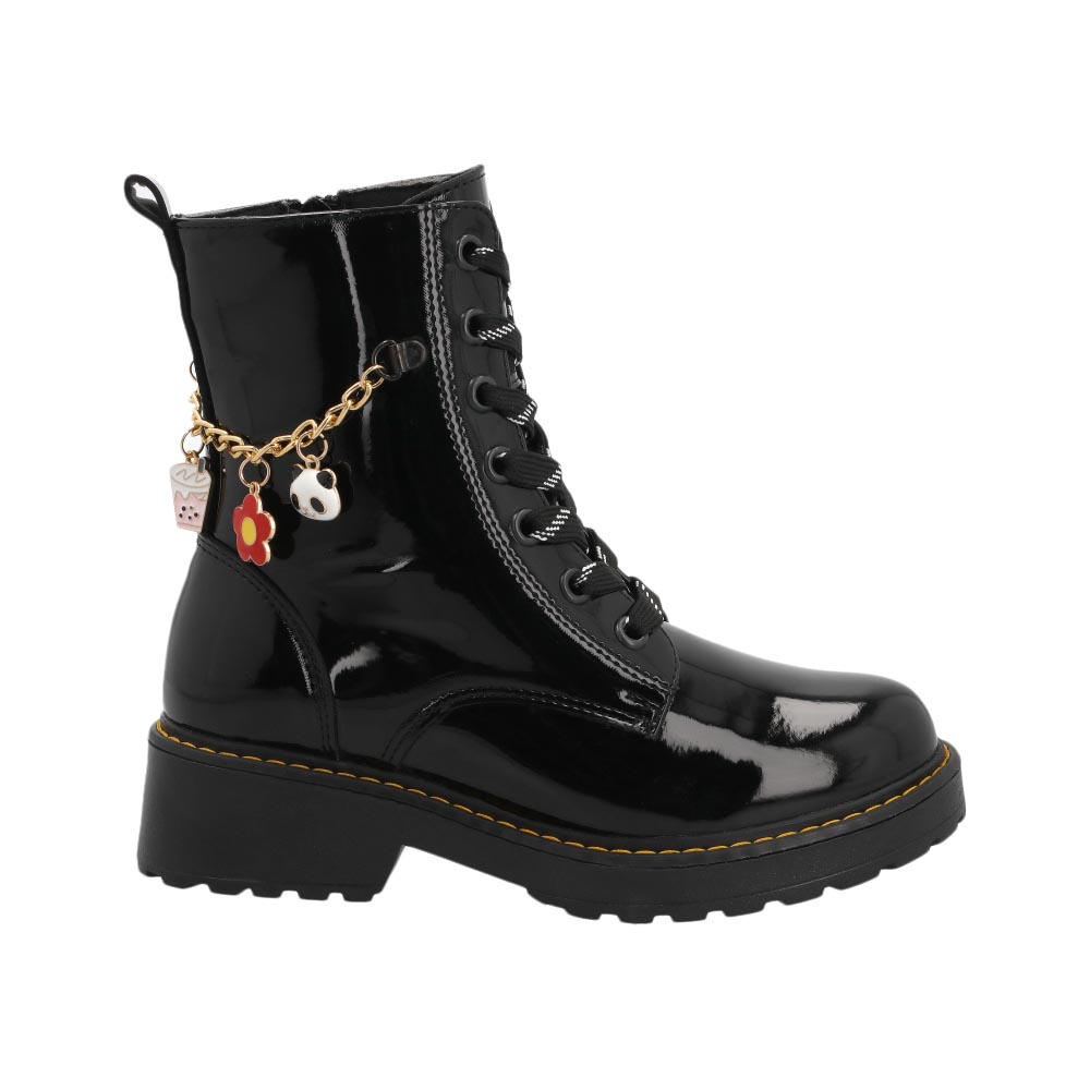 Foto 2 | Botas Bambino N5688 Botines Para Niña Negro Charol Casuales Talla 18 A 23