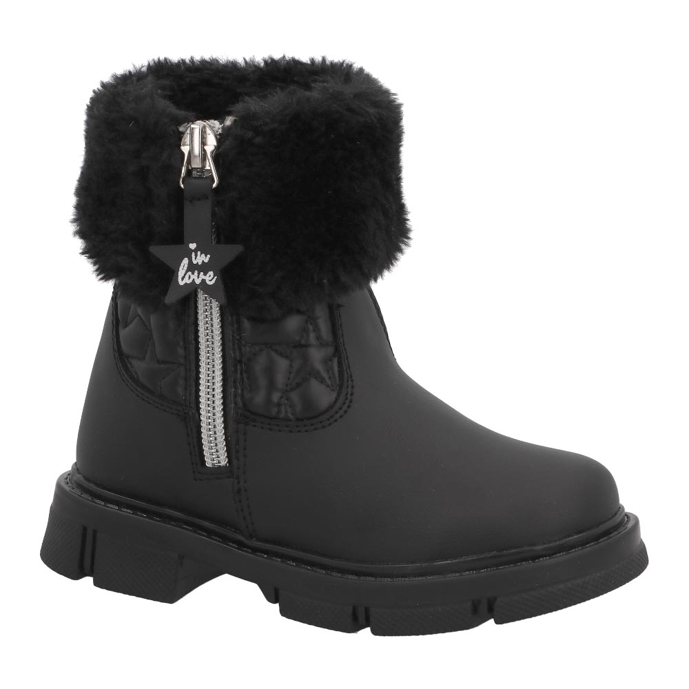 Foto 2 pulgar | Bota Invierno Bambino N5117 Niña Botines Peluche Color Negro Tallas 13 Al 17