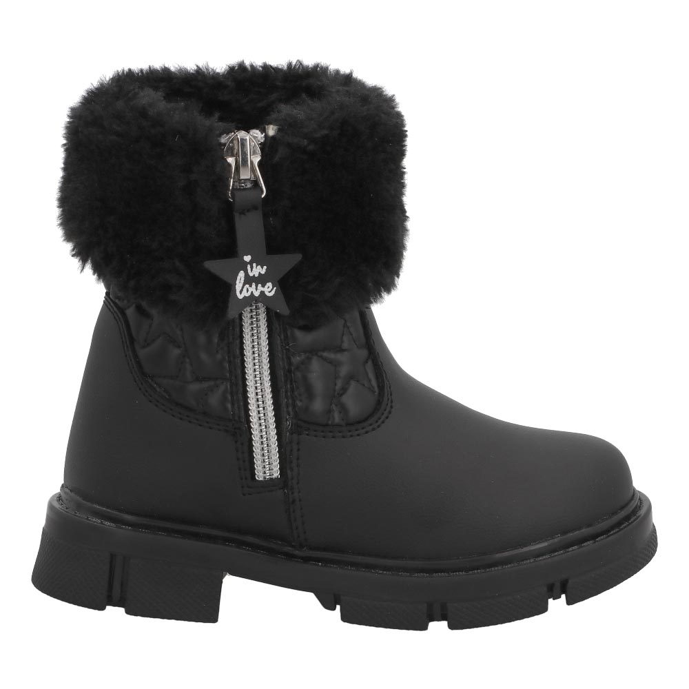 Foto 3 pulgar | Bota Invierno Bambino N5117 Niña Botines Peluche Color Negro Tallas 13 Al 17