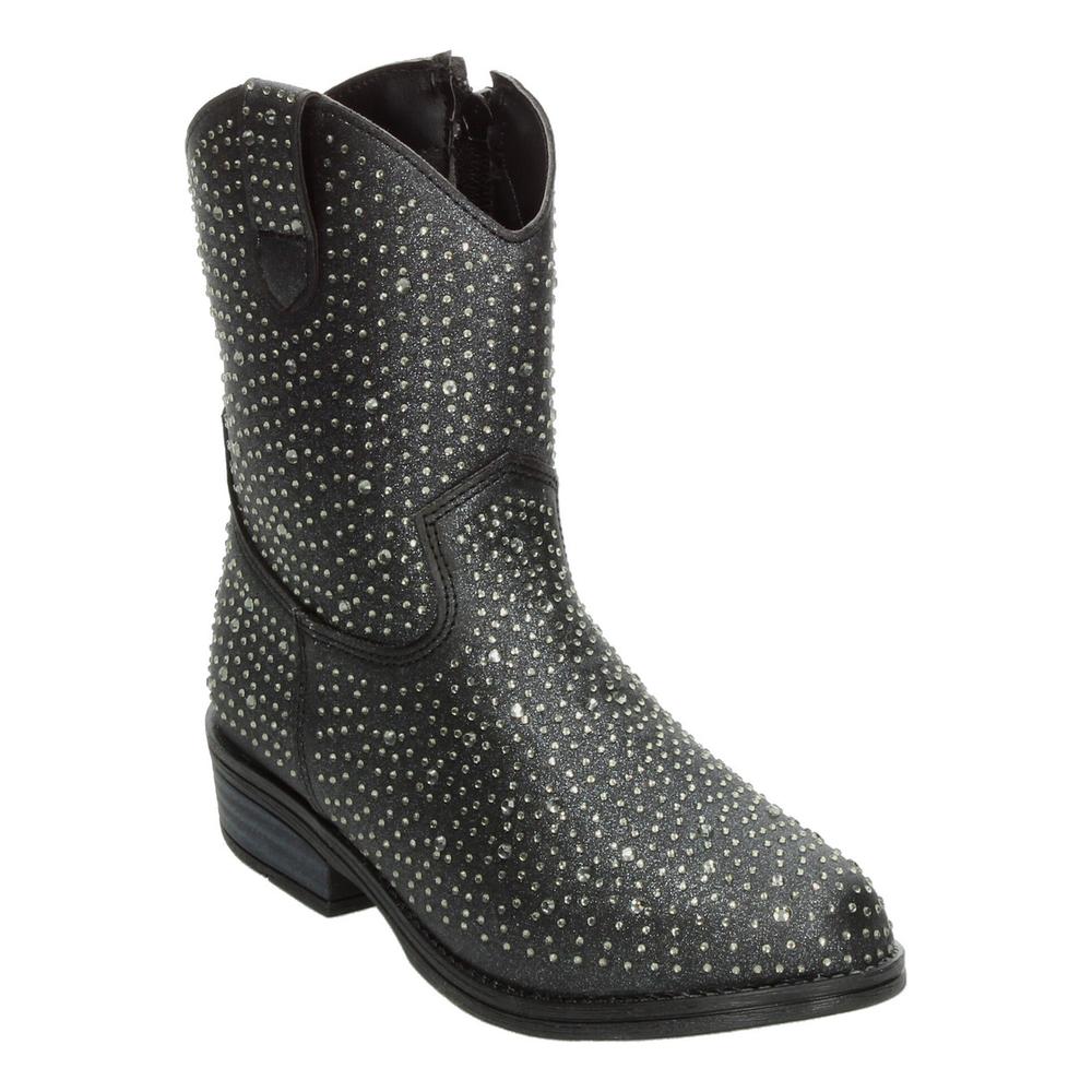 Foto 5 pulgar | Botas Vaqueras Niña Negro Con Brillos Tacón 3 Cm Negro