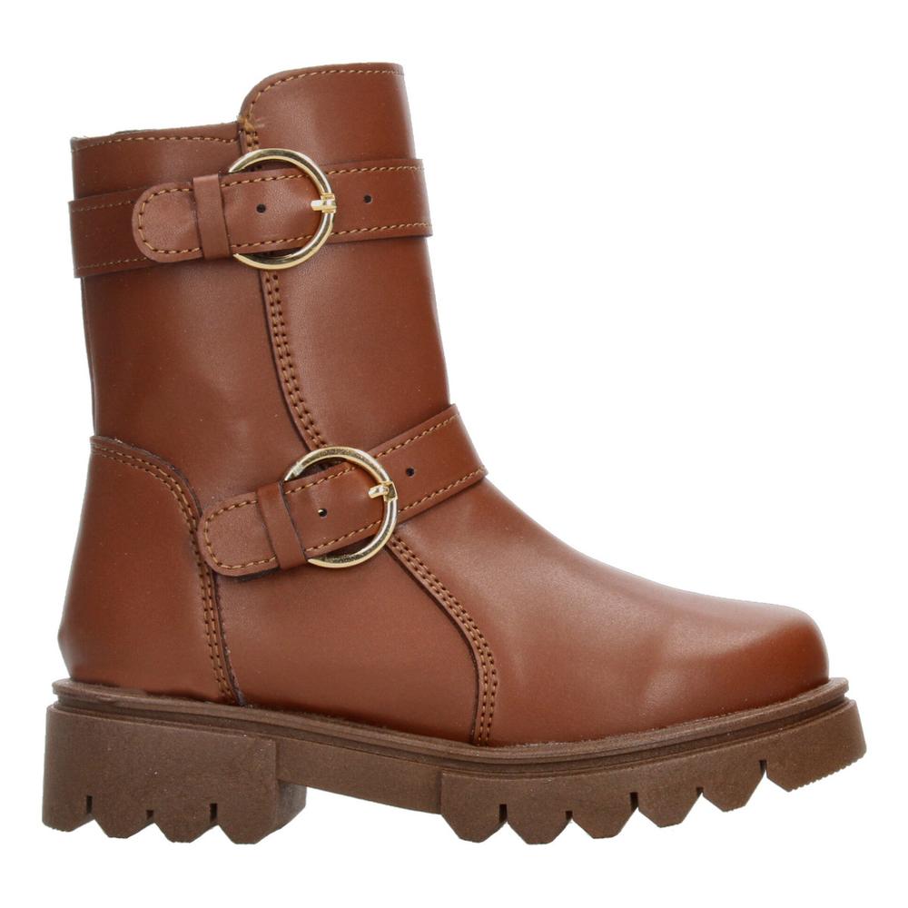 Foto 1 | Bota Casual Niña Jakuna Color Café Hebilla Zipper Uso Diario Cafe