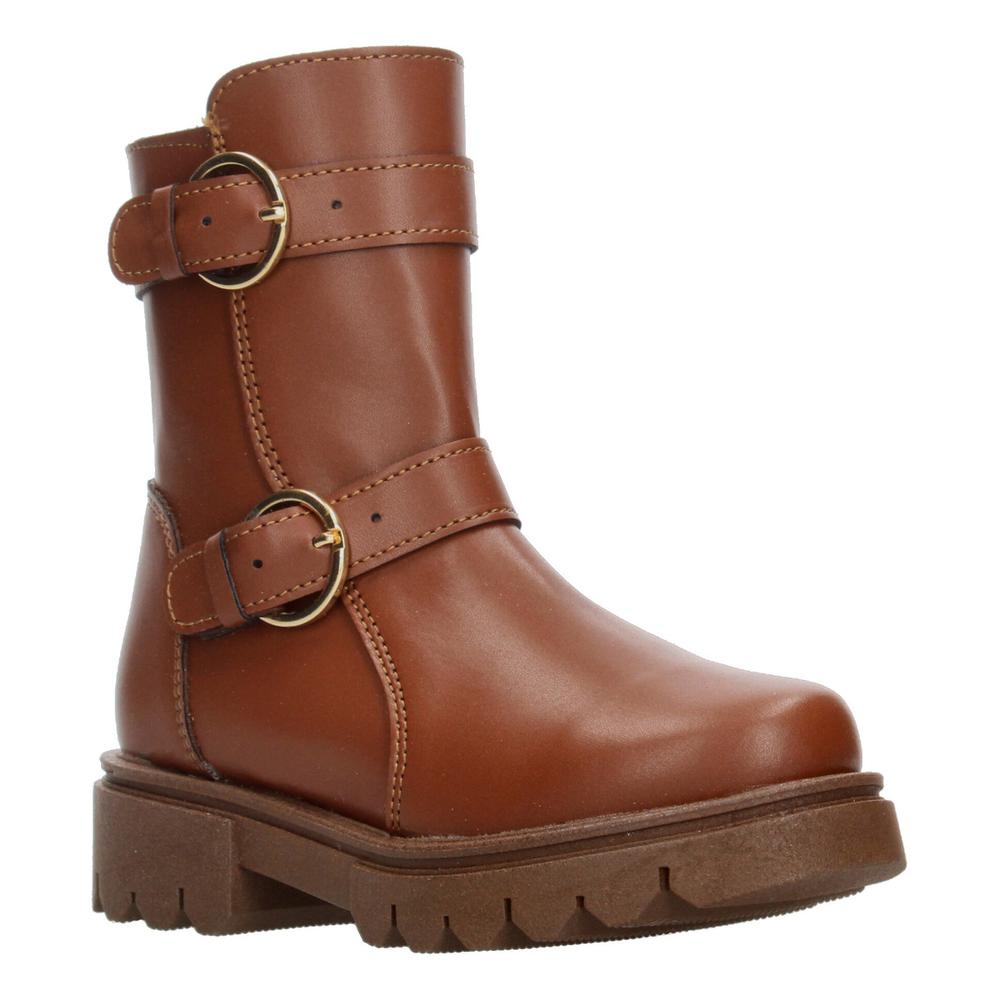 Foto 2 | Bota Casual Niña Jakuna Color Café Hebilla Zipper Uso Diario Cafe