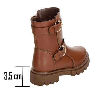 Foto 3 | Bota Casual Niña Jakuna Color Café Hebilla Zipper Uso Diario Cafe