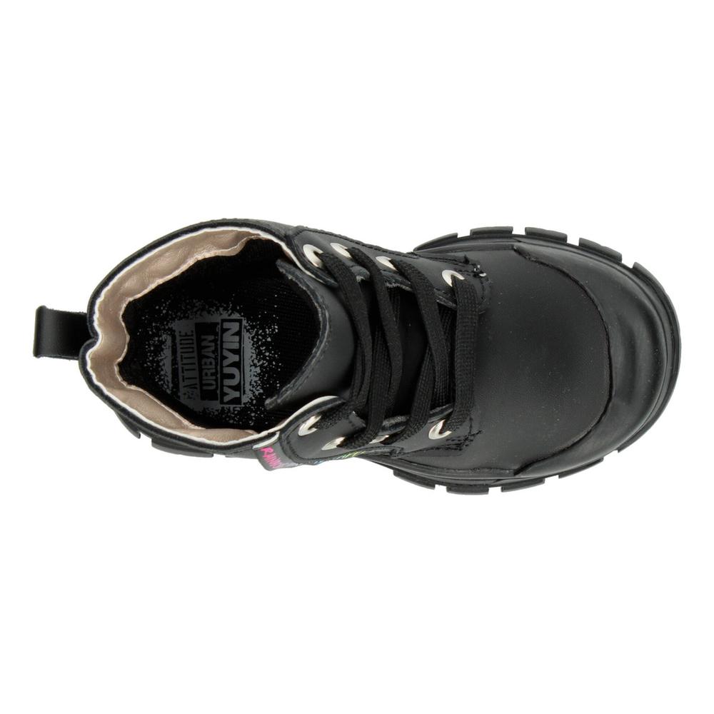 Foto 9 pulgar | Bota Yuyin Negro Con Ajuste De Cintas Para Niña Negro