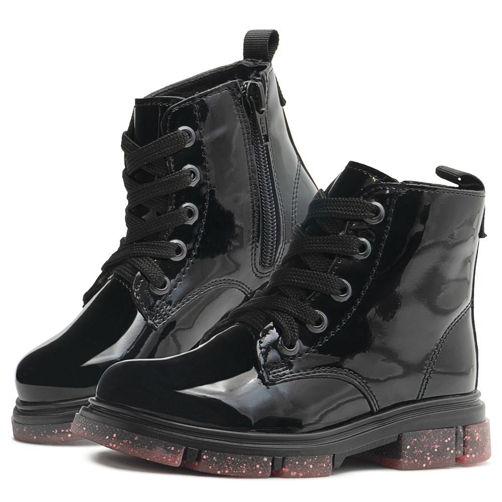 Foto 1 | Bota Para Niña Charol Negro Suela Con Glitter Antiderrapante Negro
