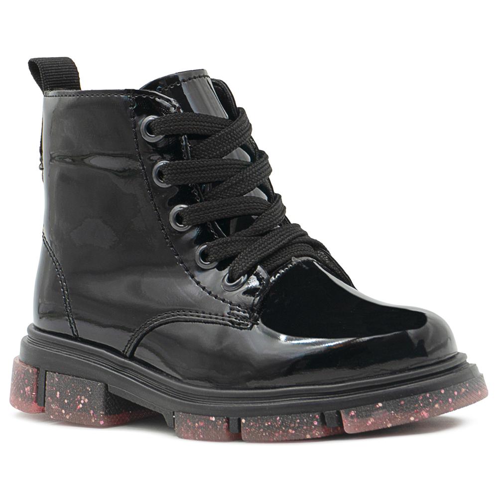 Foto 5 pulgar | Bota Para Niña Charol Negro Suela Con Glitter Antiderrapante Negro