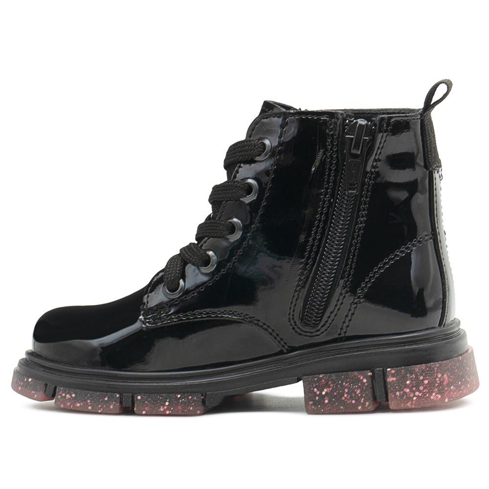 Foto 6 pulgar | Bota Para Niña Charol Negro Suela Con Glitter Antiderrapante Negro