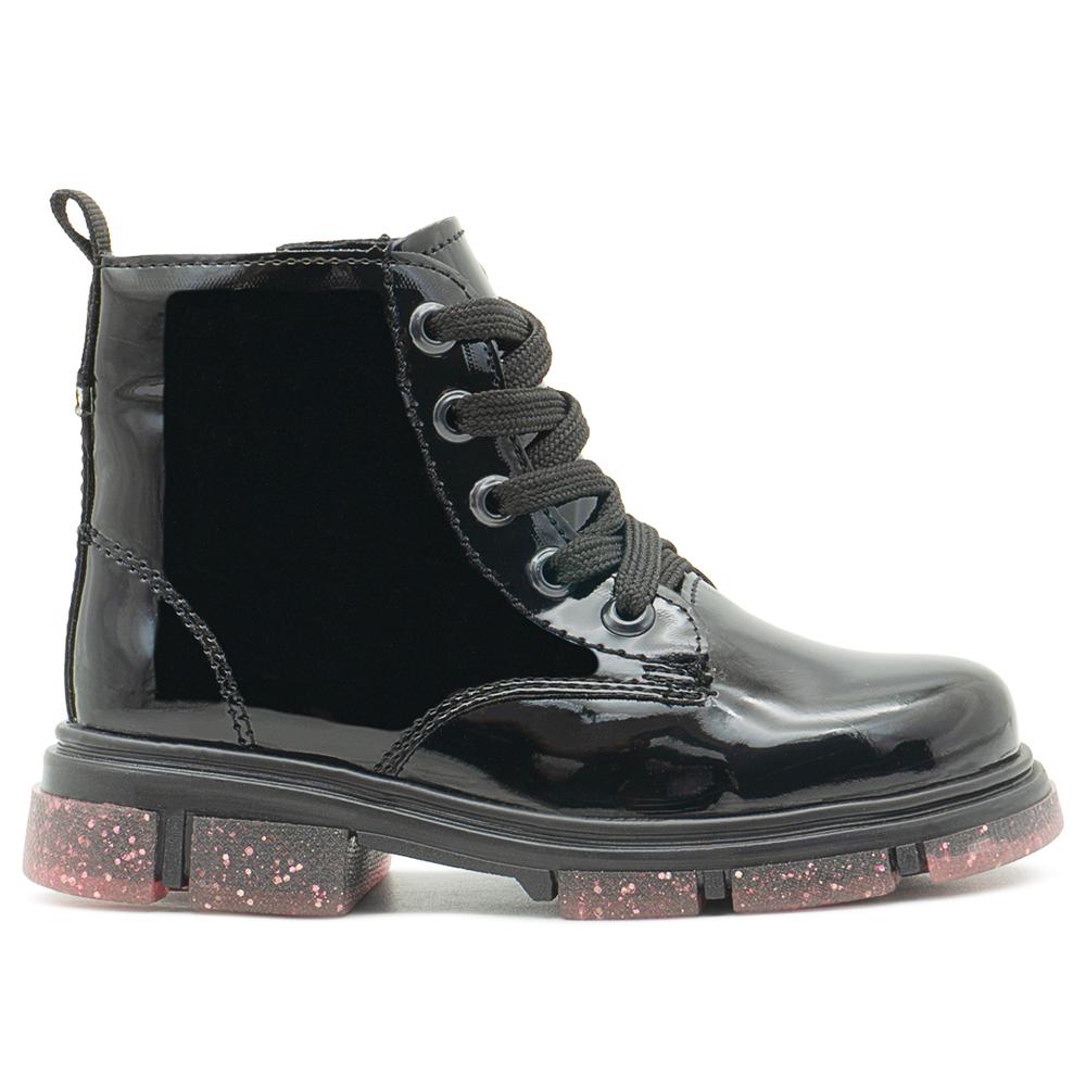 Foto 7 pulgar | Bota Para Niña Charol Negro Suela Con Glitter Antiderrapante Negro