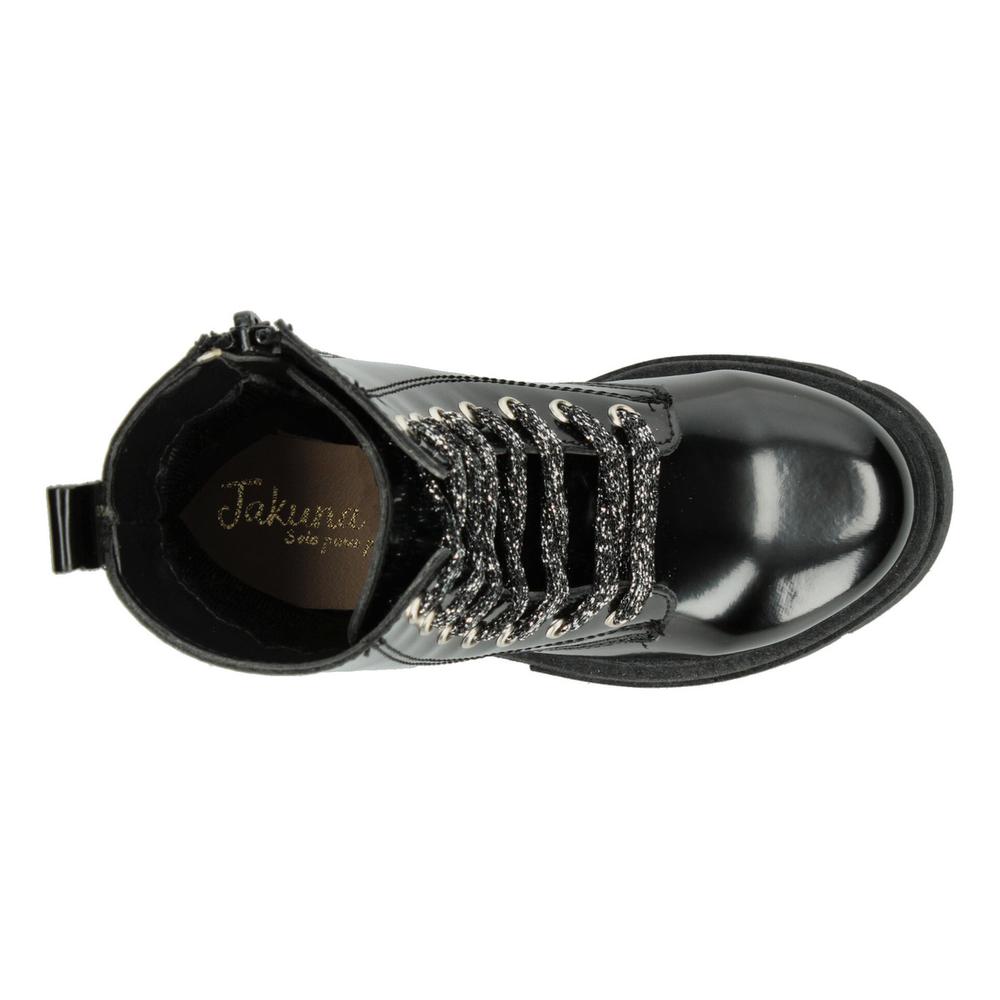Foto 9 pulgar | Bota Casual Para Niña Jakuna Negro Cintas Ajustables Zipper Negro