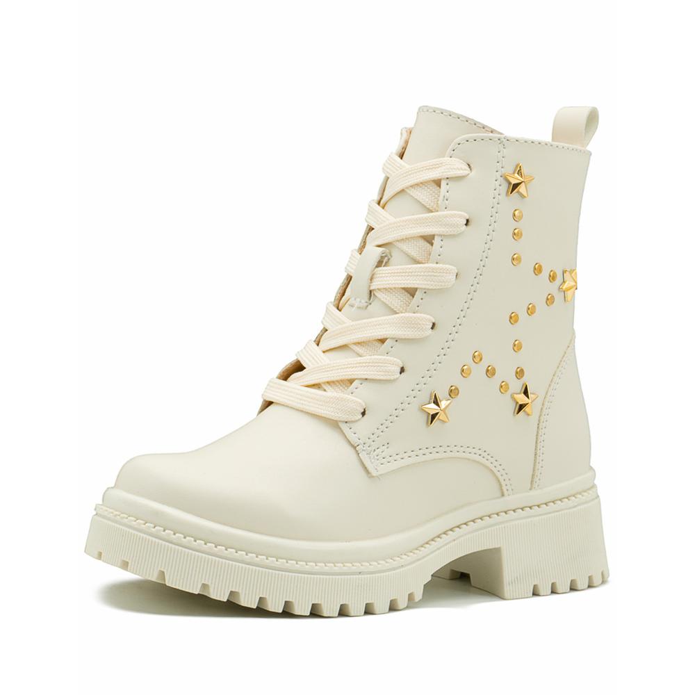 Foto 5 pulgar | Bota Yuyin Chunky Para Niña Pedrería Estrella Antiderrapante Beige