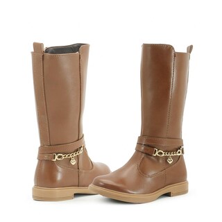Foto 3 | Bota Alta Para Niña Yuyin Casual Ajuste Cierre Tacón Bajo Beige