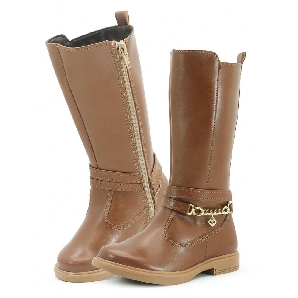 Foto 3 pulgar | Bota Larga Yuyin Para Niña Cremallera Antiderrapante Camel Beige