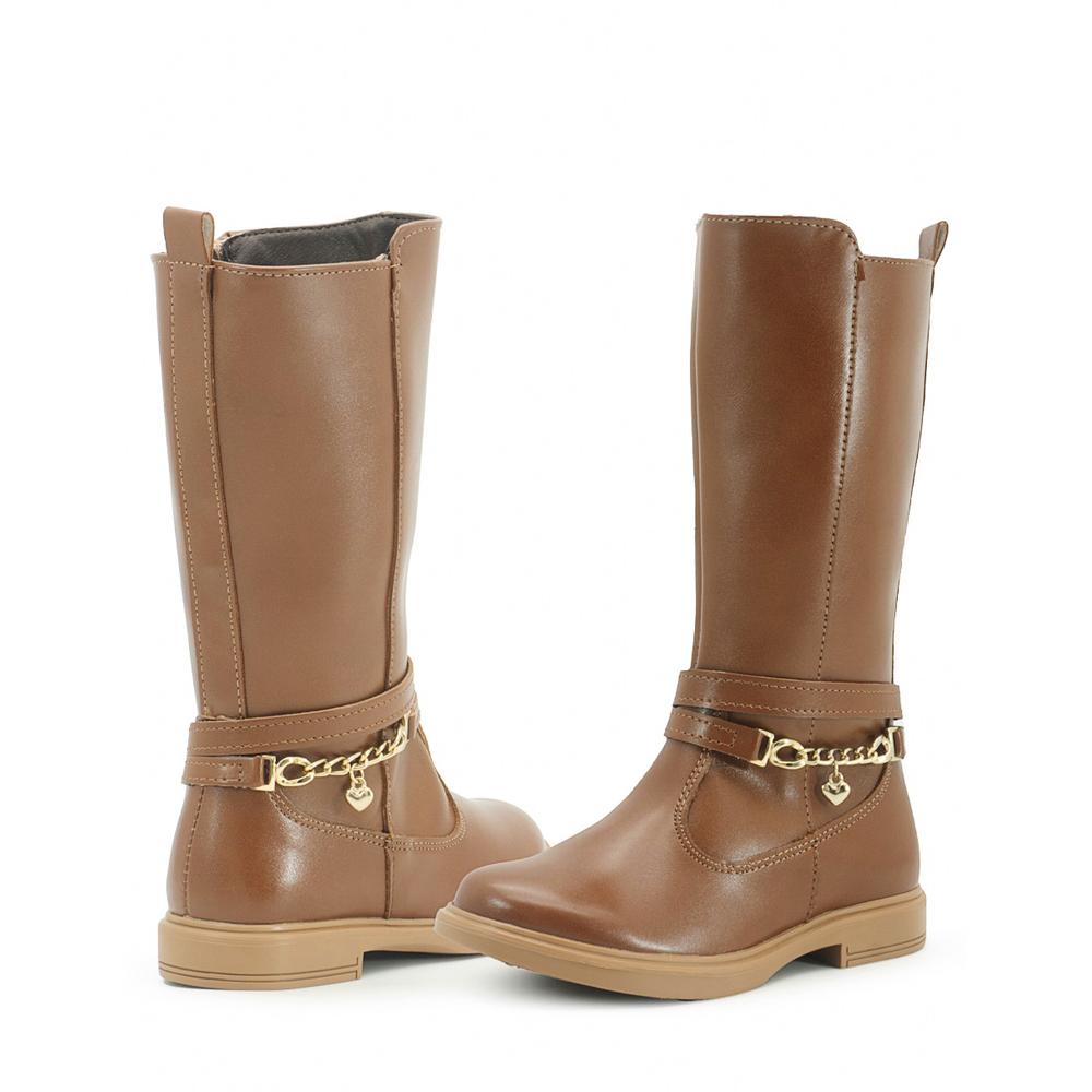 Foto 4 pulgar | Bota Larga Yuyin Para Niña Cremallera Antiderrapante Camel Beige