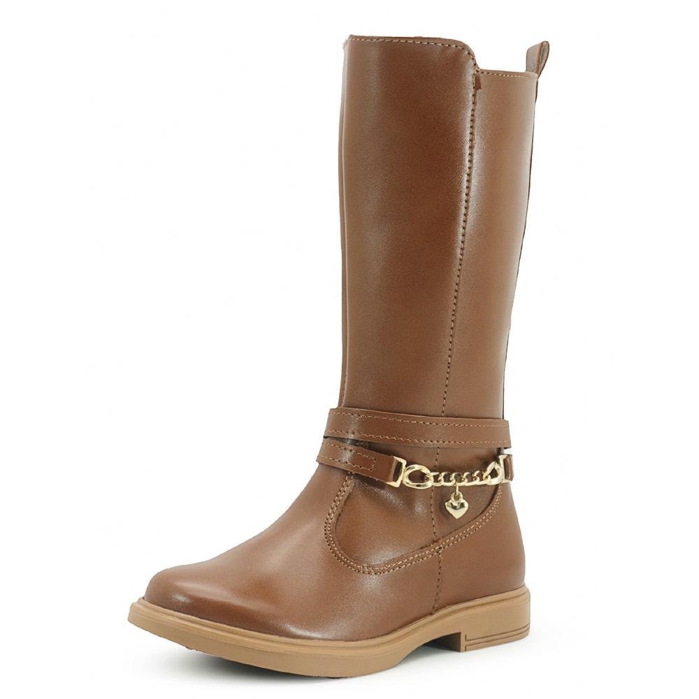 Foto 5 pulgar | Bota Larga Yuyin Para Niña Cremallera Antiderrapante Camel Beige