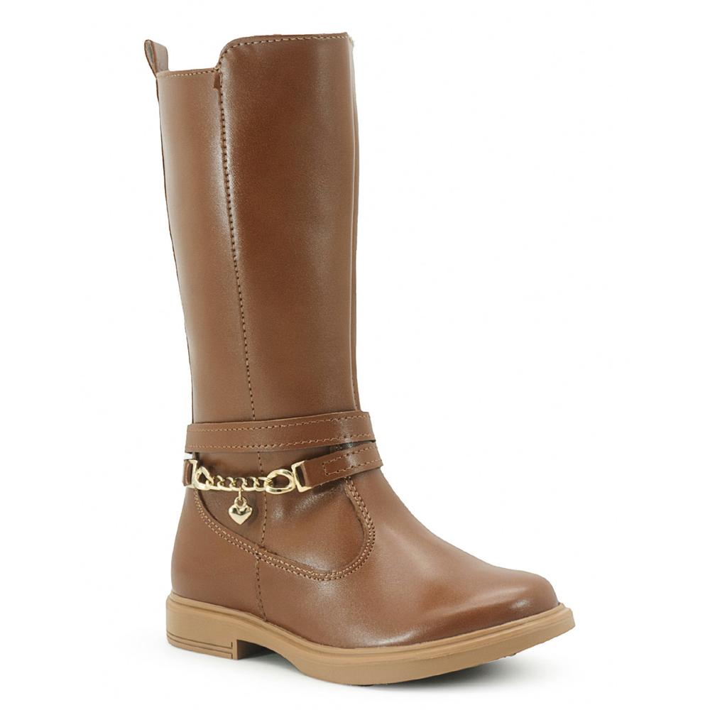 Foto 6 pulgar | Bota Larga Yuyin Para Niña Cremallera Antiderrapante Camel Beige