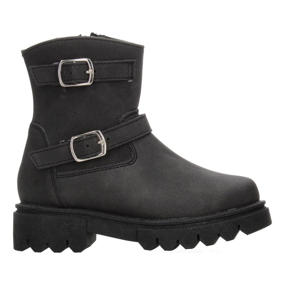 Foto 2 pulgar | Bota Casual Niña Jakuna Negro Doble Hebilla Tacón 3cm Urbano Negro