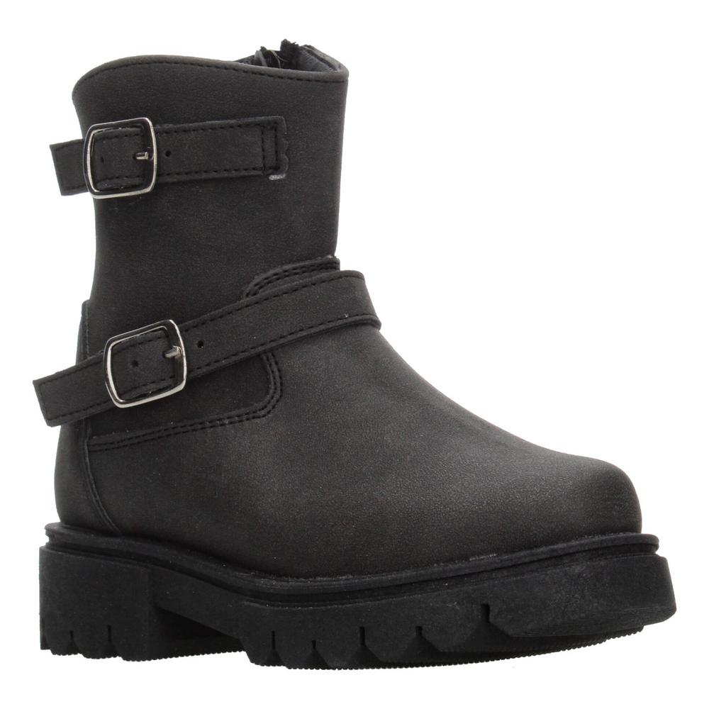 Foto 3 pulgar | Bota Casual Niña Jakuna Negro Doble Hebilla Tacón 3cm Urbano Negro