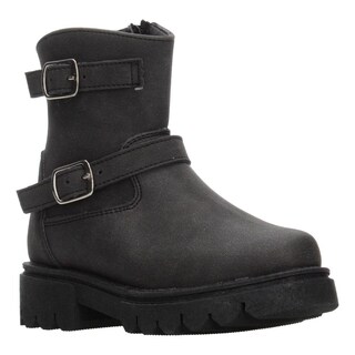 Foto 2 | Bota Casual Niña Jakuna Negro Doble Hebilla Tacón 3cm Urbano Negro