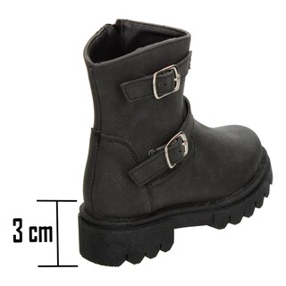 Foto 3 | Bota Casual Niña Jakuna Negro Doble Hebilla Tacón 3cm Urbano Negro