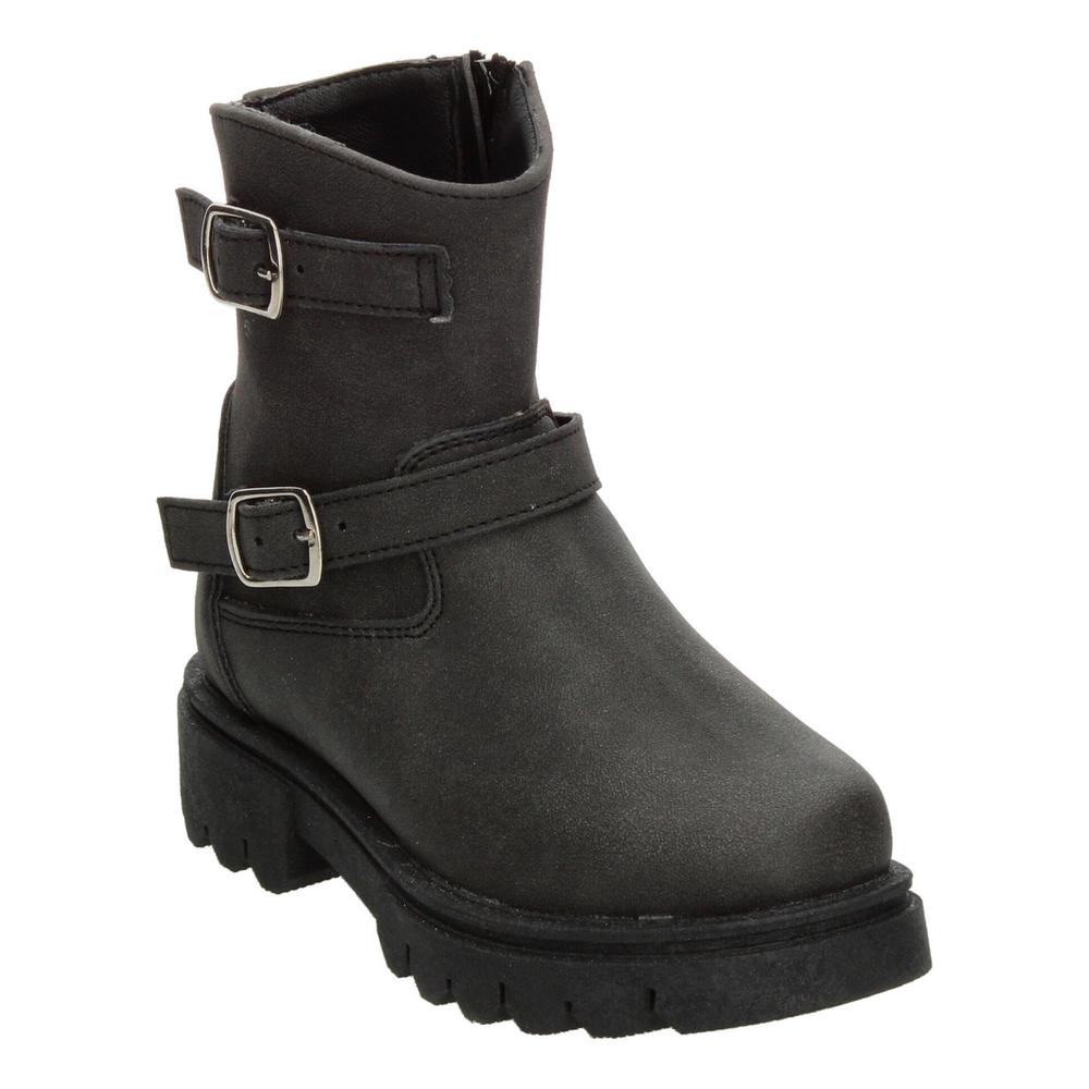 Foto 5 pulgar | Bota Casual Niña Jakuna Negro Doble Hebilla Tacón 3cm Urbano Negro