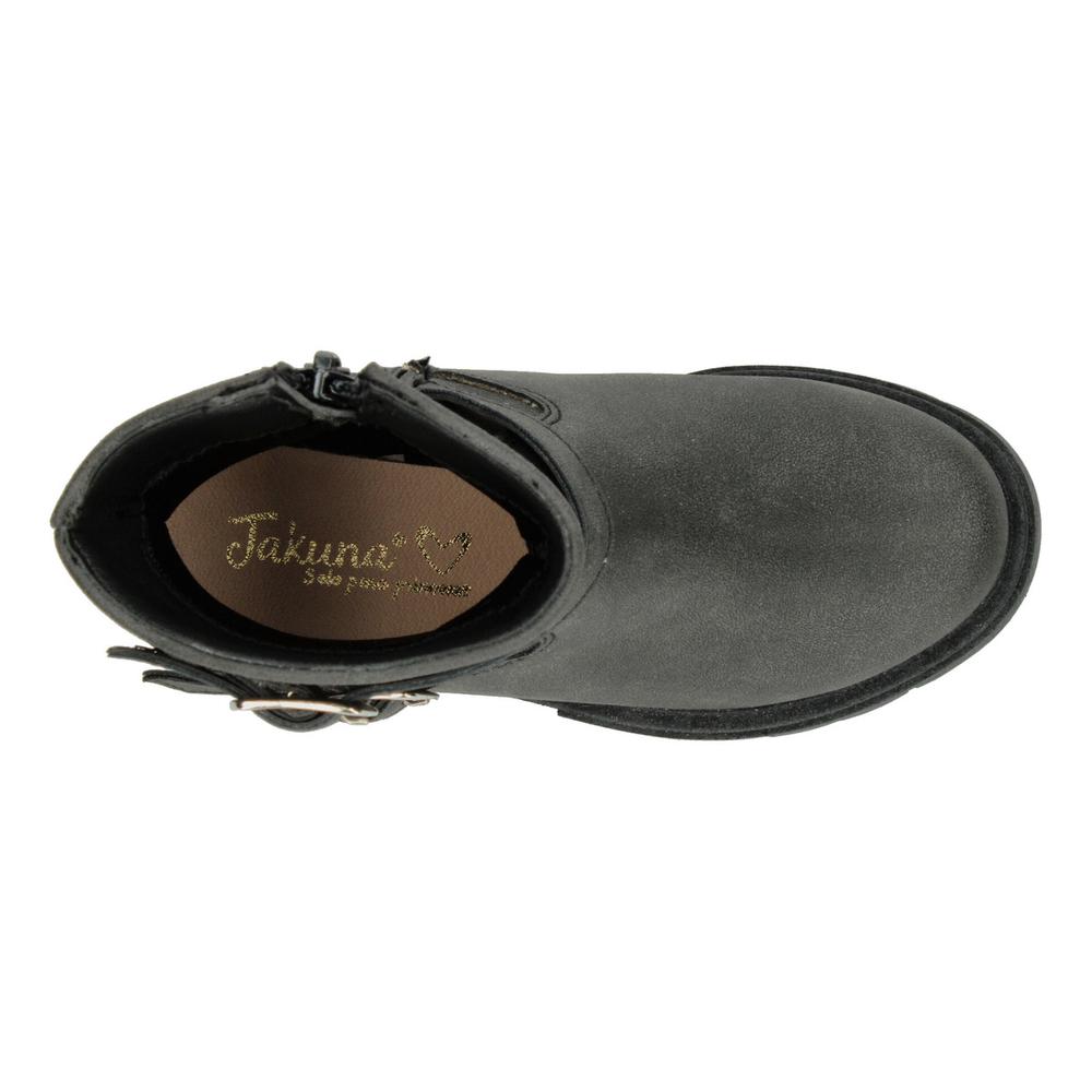 Foto 9 pulgar | Bota Casual Niña Jakuna Negro Doble Hebilla Tacón 3cm Urbano Negro