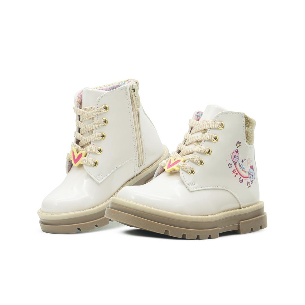 Botas Botines Distroller Niña Invierno Charol Hueso 15-17 Beige