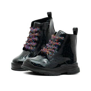 Foto 2 | Bota Karsten Para Niña Agujeta Colores Holográfica Charol Negro