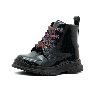 Foto 4 | Bota Karsten Para Niña Agujeta Colores Holográfica Charol Negro