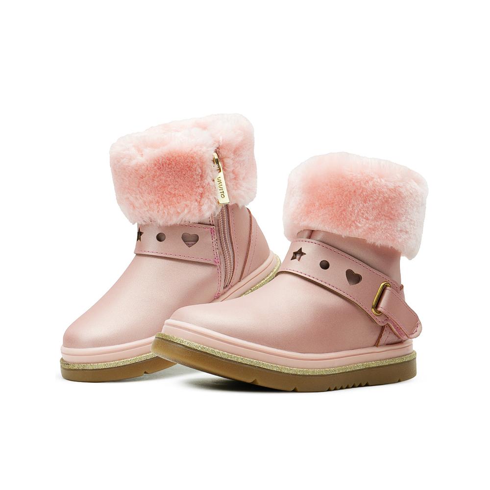 Bota Invierno Vavito Niña Champagne Antiderrapante Casual Beige