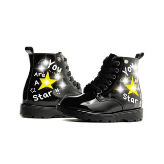 Foto 2 | Bota Coqueta Para Niña Charol Negro Con Luces Led Estrellita Negro