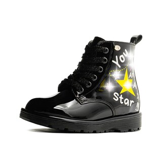 Foto 3 | Bota Coqueta Para Niña Charol Negro Con Luces Led Estrellita Negro