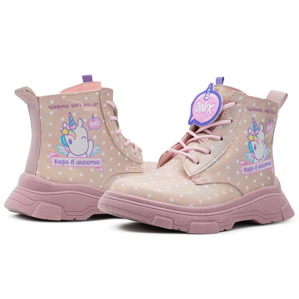 Foto 3 pulgar | Bota Botín Tropicana Unicornio Moda Onix Niña Rosa 15-21 Rosa